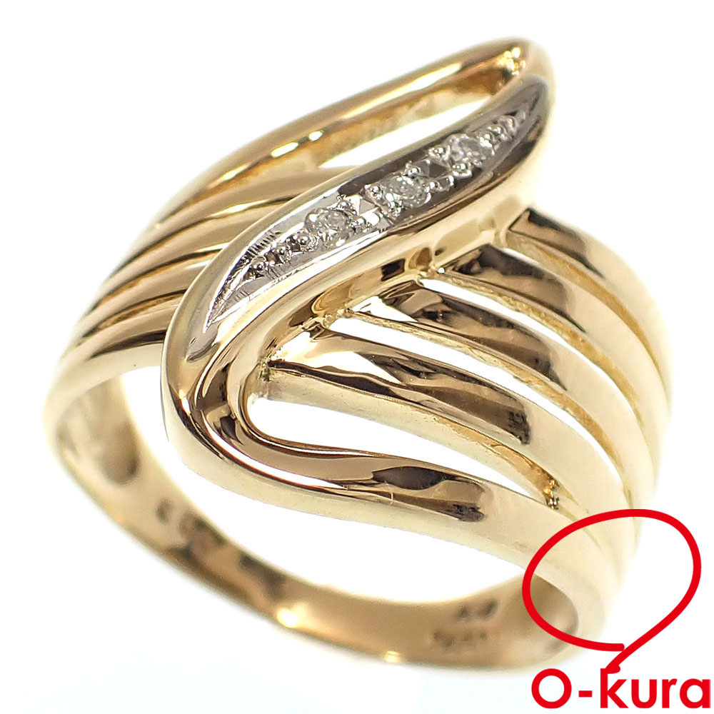 【中古】 ダイヤモンド リング レディース K18YG Pt900 11.5号 0.03ct 4.2g 18金 750 イエローゴールド プラチナ 指輪