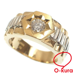 【中古】 ダイヤモンド リング K18YG Pt850 16.5号 0.43ct 12.9g 18金 750 イエローゴールド プラチナ 指輪 レディース メンズ 男女兼用