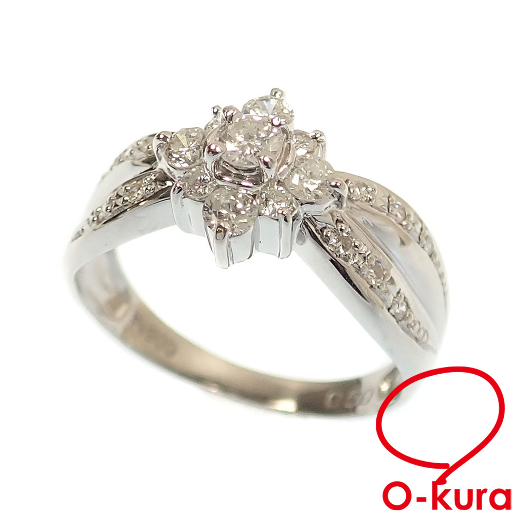 【中古】 ダイヤモンド リング レディース Pt900 13号 0.50ct 4.1g プラチナ 指輪