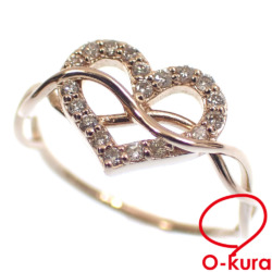 【中古】 サマンサティアラ ダイヤモンド ハートモチーフ リング レディース K18PG 7号 0.12ct 1.4g 18金 750 ピンクゴールド 指輪