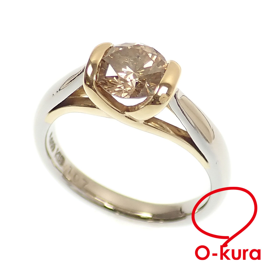 【中古】 ダイヤモンド リング レディース Pt900 K18YG 11号 1.07ct 5.8g プラチナ 18金 イエローゴールド 750 指輪