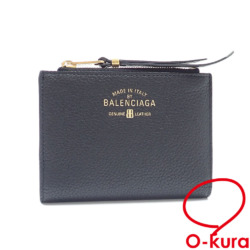 【中古】 バレンシアガ 二つ折り 財布 キャリー バイフォールド メンズ ブラック 黒 レザー 845585 コインカードホルダー