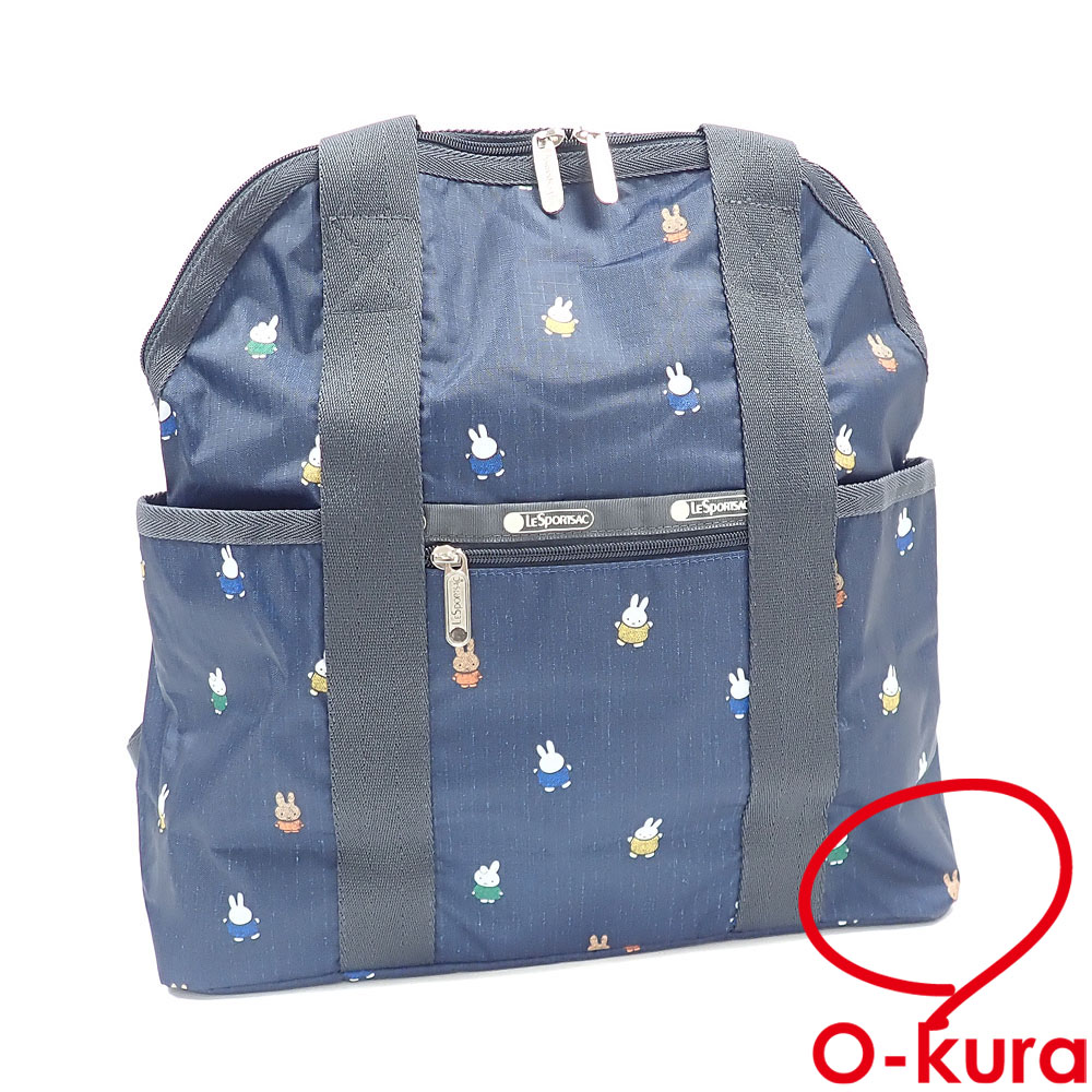 【中古】 レスポートサック ダブルトラベル バックパック レディース ミッフィーアンドフレンズ ネイビー ポリエステル リュックサック