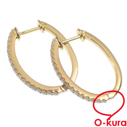 【中古】 ダイヤモンド フープ ピアス レディース K18YG 0.15ct/0.15ct 2.8g 18金 750 イエローゴールド