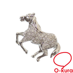【中古】 ダイヤモンド ホースモチーフ ブローチ レディース K18WG 0.50ct 6.6g 18金 ホワイトゴールド 750 馬
