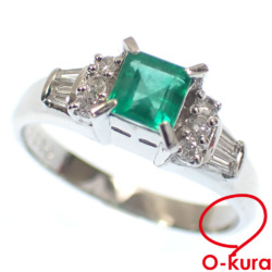 【中古】 エメラルド ダイヤモンド リング レディース Pt900 12.5号 E0.47ct/D0.220ct 4.7g プラチナ 指輪