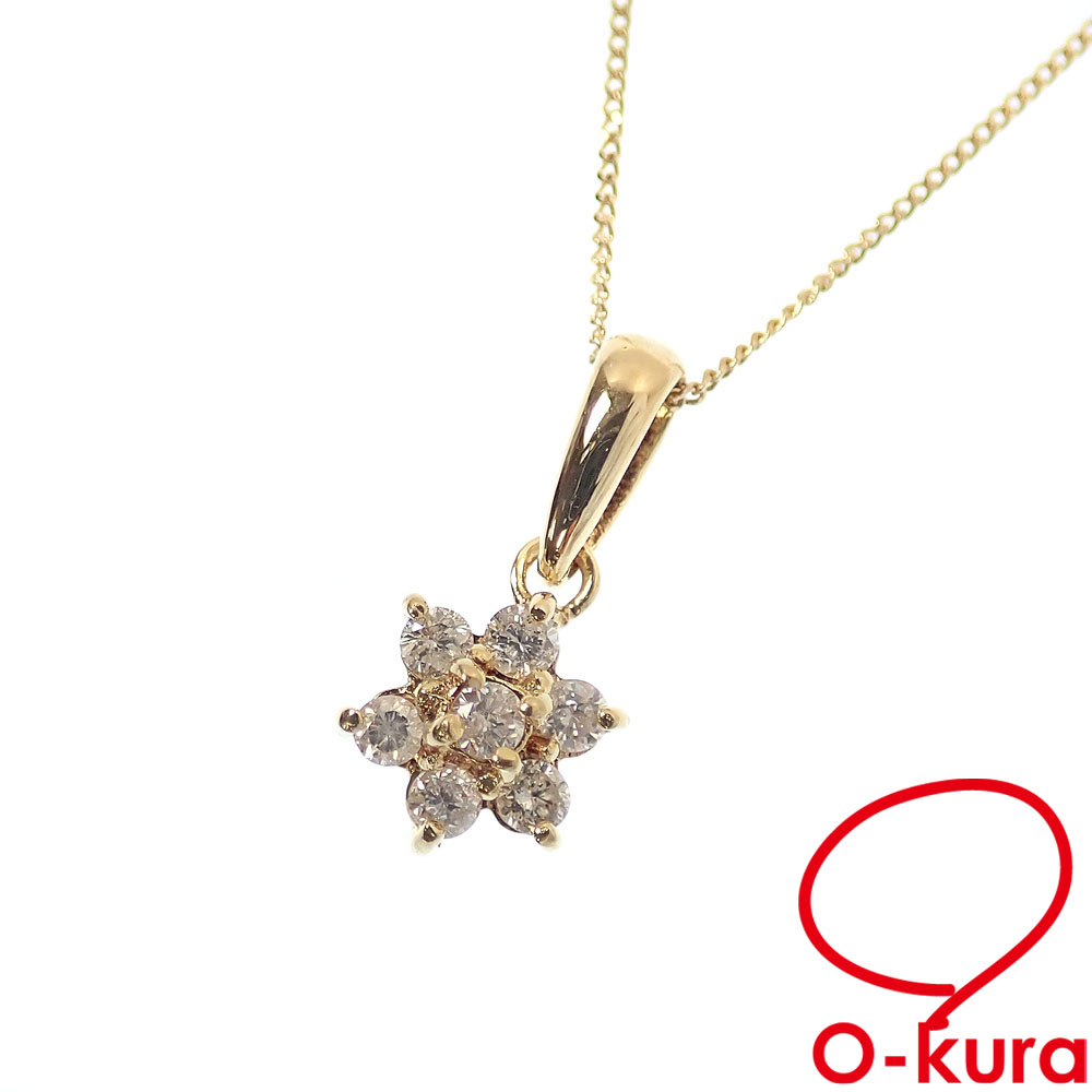 【中古】 ダイヤモンド ネックレス レディース K18YG 0.20ct 1.7g 18金 イエローゴールド 750