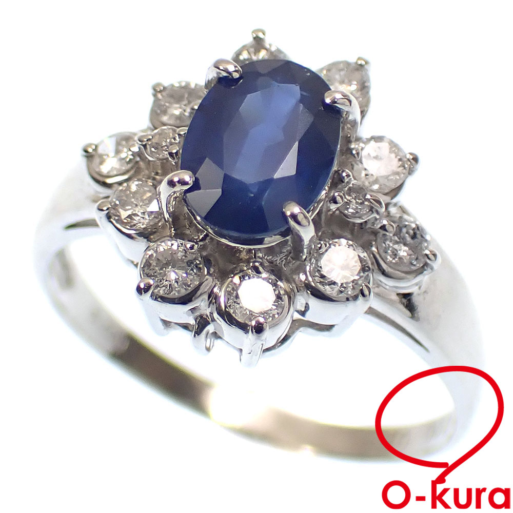 【中古】 サファイア ダイヤモンド リング レディース Pt900 12号 0.30ct/1.00ct 4.3g プラチナ 指輪