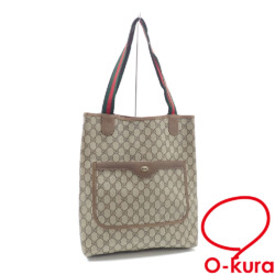 【中古】 グッチ トートバッグ シェリーライン レディース ブラウン コーティングキャンバス レザー 39.02.003 肩掛け オールドグッチ
