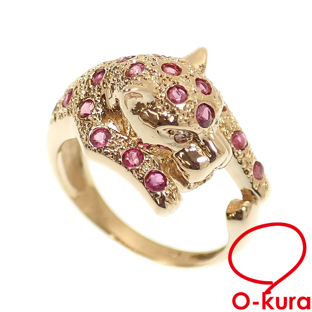 【中古】 ルビー ダイヤモンド リング レディース K18YG 12号 R0.84ct 0.01ct 6.5g 18金 イエローゴールド 750 指輪