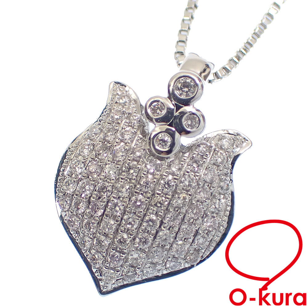 【中古】 ダイヤモンド ネックレス レディース K18WG 0.40ct 5.7g 18金 750 ホワイトゴールド