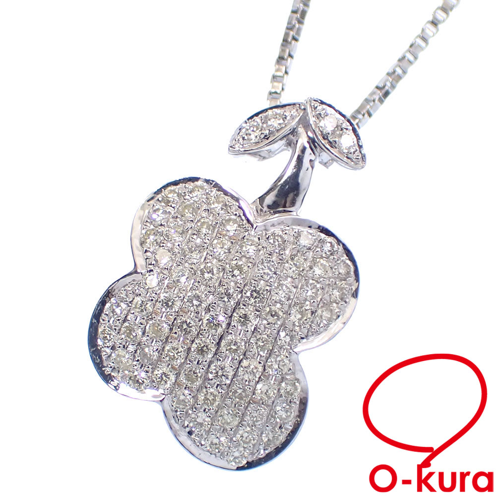 【中古】 ダイヤモンド ネックレス レディース K18WG 0.43ct 5.4g 18金 750 ホワイトゴールド