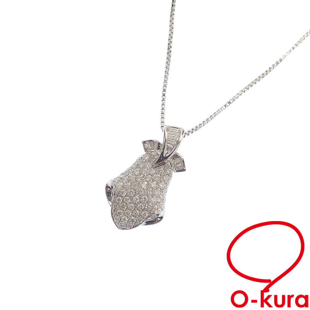 【中古】 ダイヤモンド ネックレス レディース K18WG 0.72ct 6.0g 18金 ホワイトゴールド 750