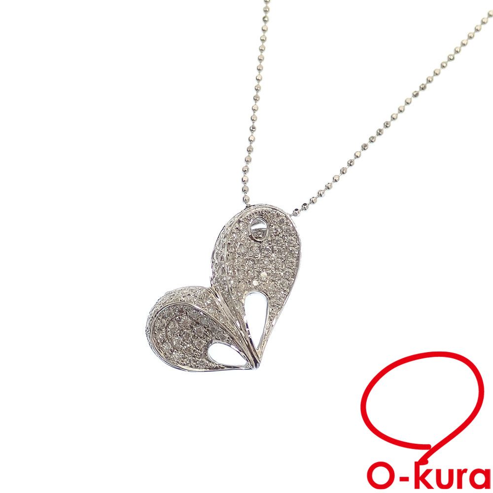 【中古】 ダイヤモンド ネックレス レディース K18WG 0.52ct 5.2g 18金 ホワイトゴールド 750