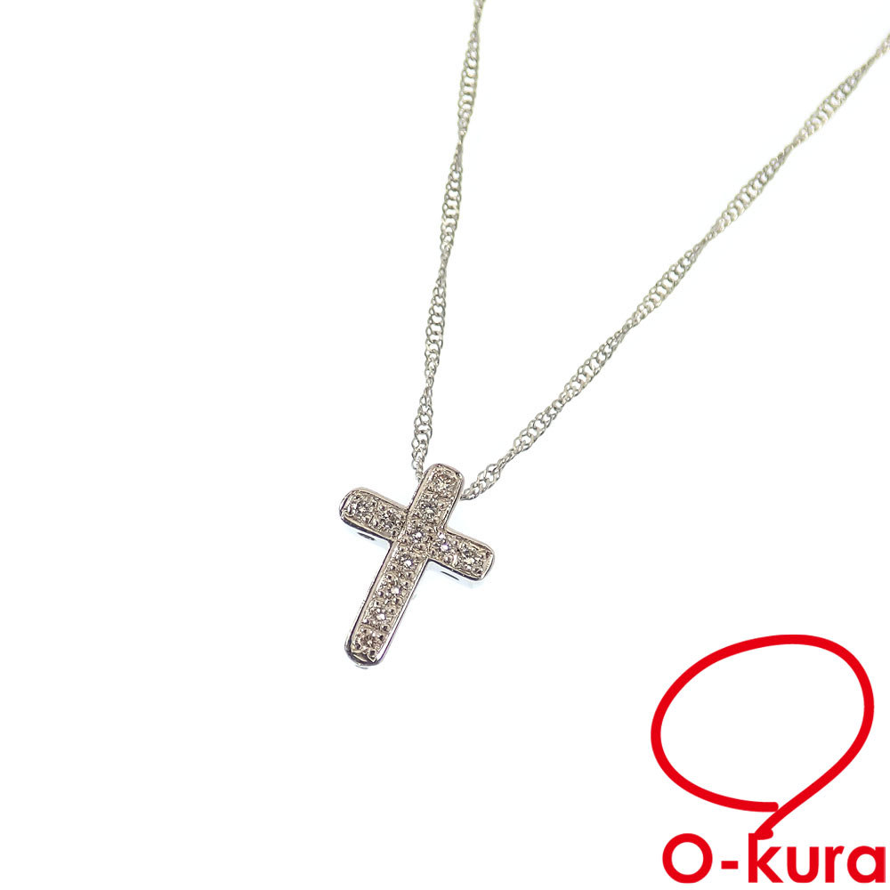 【中古】 ダイヤモンド ネックレス レディース Pt850 Pt900 0.05ct 2.2g プラチナ
