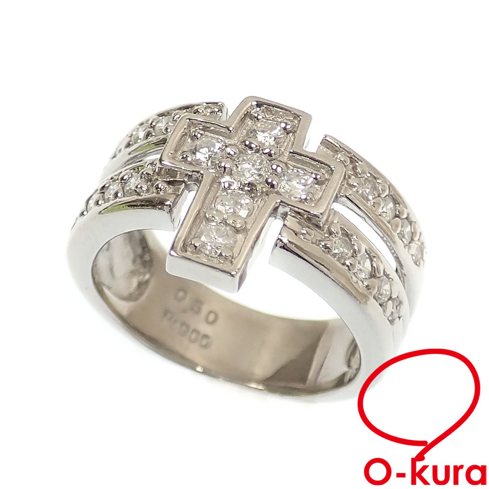【中古】 ダイヤモンド リング レディース Pt900 9号 0.50ct 8.2g プラチナ 指輪