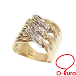 【中古】 ダイヤモンド リング レディース K18YG Pt900 15.5号 11.5g 18金 イエローゴールド 750 プラチナ 指輪