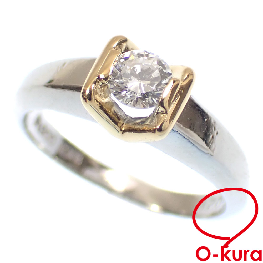 【中古】 ダイヤモンド リング レディース K18YG Pt900 10.5号 0.28ct 4.3g 18金 750 イエロー プラチナ 指輪