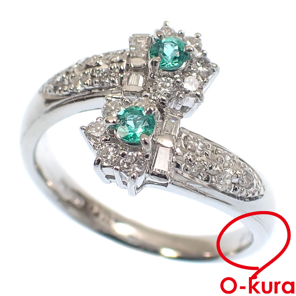【中古】 石付き ダイヤモンド リング レディース Pt900 10.5号 0.30ct/0.10ct 5.9g プラチナ 指輪