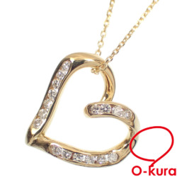 【中古】 ダイヤモンド ハートモチーフ ネックレス レディース K18YG 0.28ct 4.4g 18金 750 イエローゴールド