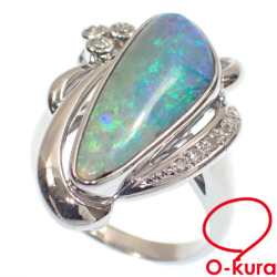 【中古】 ボルダーオパール ダイヤモンド リング レディース Pt900 18号 5.90ct/D1.81ct 16.8g プラチナ 指輪