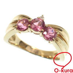 【中古】 ピンクトルマリン ダイヤモンド リング レディース K18YG 15号 0.85ct 5.9g 18金 750 イエローゴールド 指輪