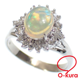 【中古】 オパール ダイヤモンド リング レディース Pt900 17号 1.18ct/D0.29ct 6.6g プラチナ 指輪
