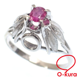 【中古】 ルビー リング レディース K14WG 13.5号 2.0g 14金 ホワイトゴールド 指輪