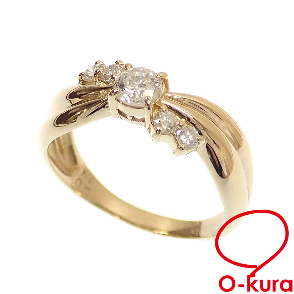 【中古】 ダイヤモンド リング レディース K18YG 15号 0.50ct 3.2g 18金 イエローゴールド 750 指輪