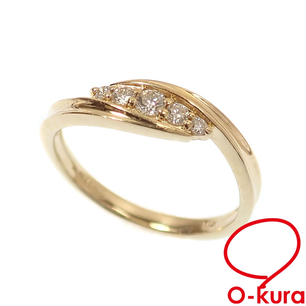 【中古】 ダイヤモンド リング レディース K18YG 6号 0.10ct 1.7g 18金 イエローゴールド 750 指輪