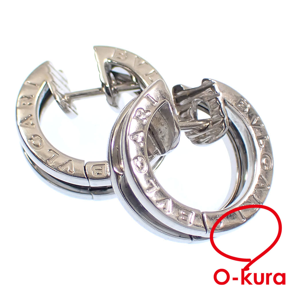 【中古】 ブルガリ B-ZERO 1 フープ ピアス レディース K18WG 8.0g 18金 750 ホワイトゴールド ビーゼロワン OR855539