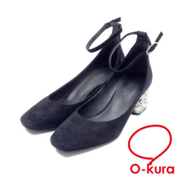 【中古】 エルメス パンプス ガーリー60 レディース ブラック 黒 23.5cm 36 1/2 シェーヴルヴェロア 古着 アパレル 靴