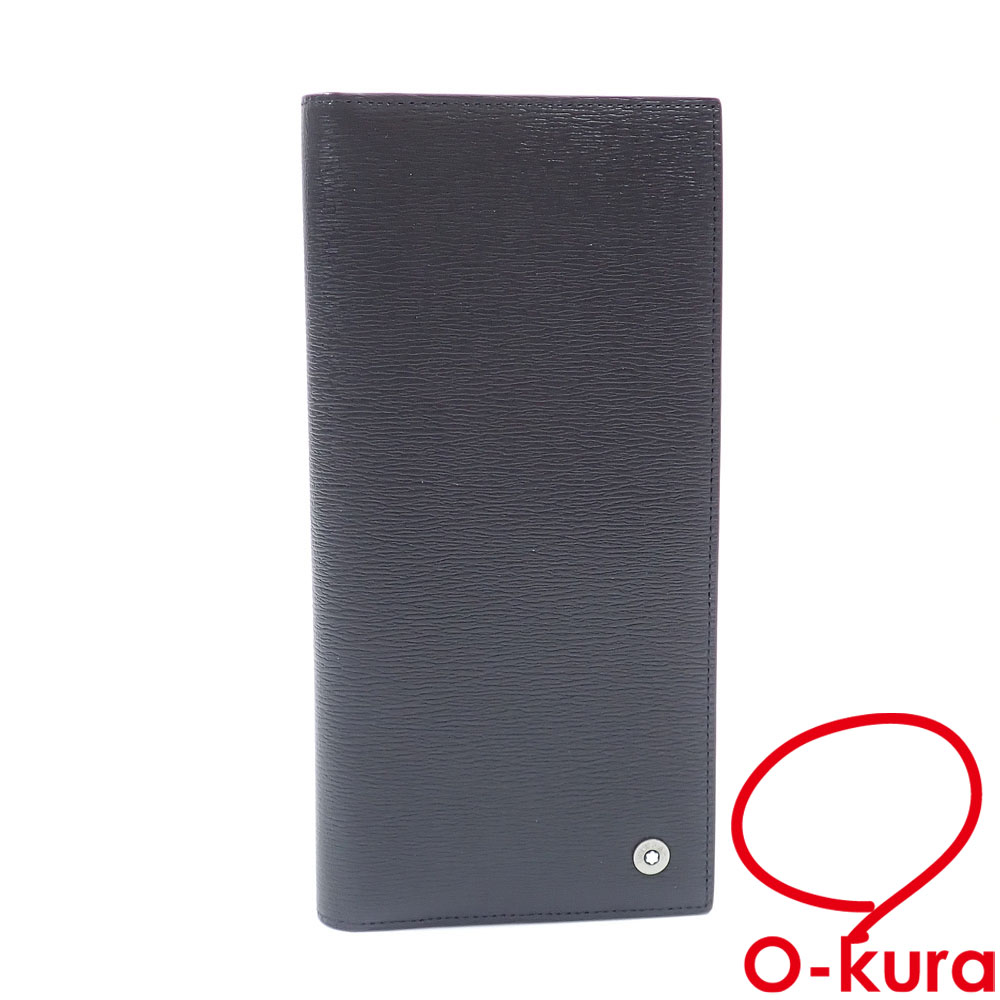 【中古】【未使用品】 モンブラン 二つ折り 長財布 ウエストサイド ロングウォレット 6cc メンズ ブラック 黒 レザー