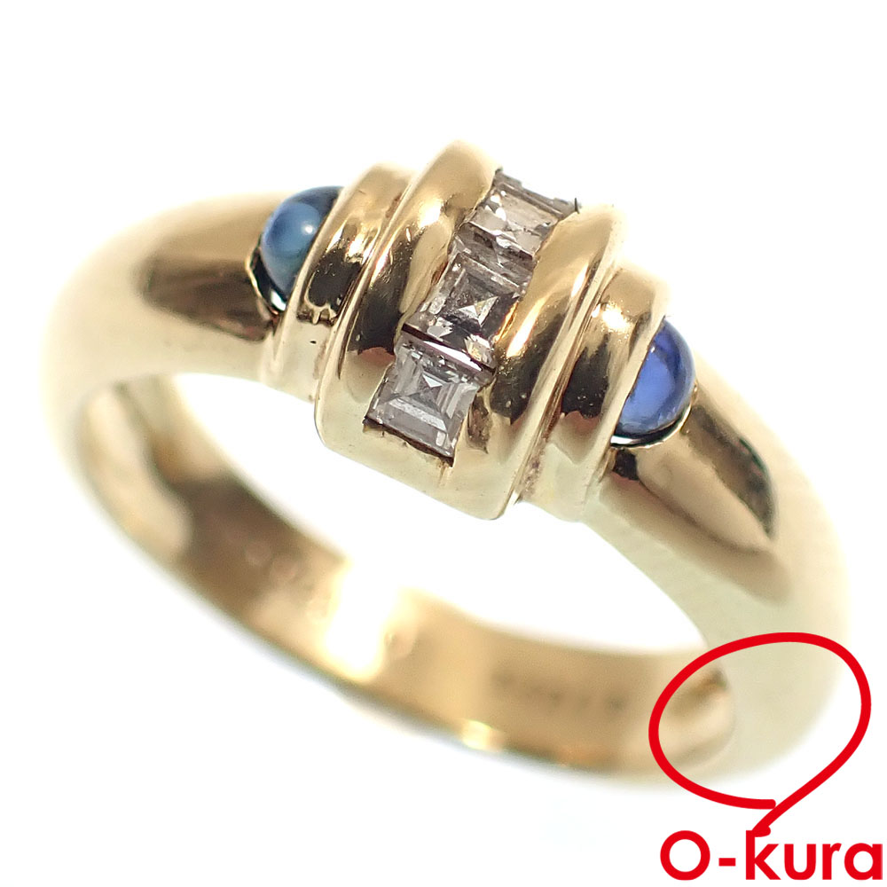 【中古】 メレリオディメレー ダイヤモンド サファイア リング レディース K18YG 11.5号 5.2g 18金 750 イエローゴールド 指輪