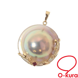 【中古】 パール ルビー ペンダントトップ レディース K18YG 22.0mm 7.5g 18金 イエローゴールド 750 真珠 ペンダントヘッド