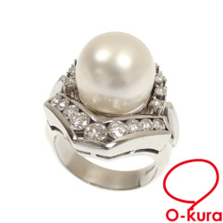 【中古】 パール ダイヤモンド リング レディース Pt900 14号 12.0mm 1.13ct 21.5g プラチナ 真珠 指輪