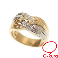 【中古】 ダイヤモンド リング レディース K18YG Pt900 10.5号 0.08ct 7.4g 18金 イエローゴールド 750 プラチナ 指輪