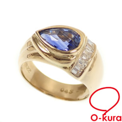 【中古】 サファイア ダイヤモンド リング レディース K18YG 13号 2.29ct 0.45ct 7.7g 18金 イエローゴールド 750 指輪